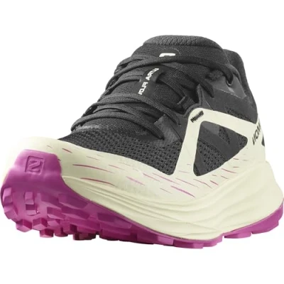 Abbildung von Salomon Ultra FLOW Laufschuh Trail, Damen, Größe: 42 2/3, Black/transparent yellow/rose violet Schuhe
