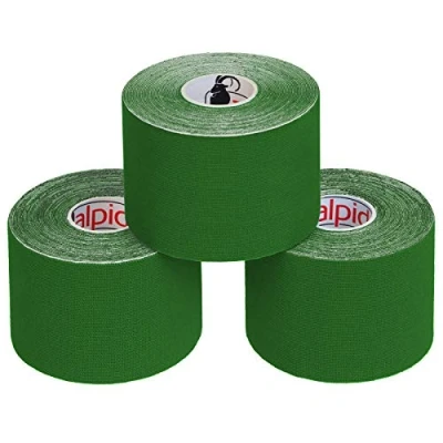 Abbildung von ALPIDEX Kinesiologie Tape 1/3/ 6/12 Rollen Viele Farben 5 m x cm Anwendungsbroschüre Elastisch Wasserfest Hautfreundlich Physio Muskel Set, Farbe:grün, Menge:3
