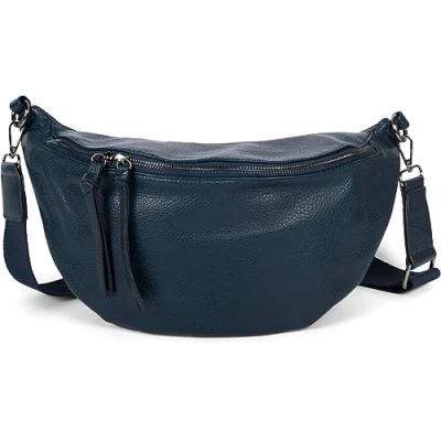 Abbildung von styleBREAKER Damen Halbmond Crossbody Schultertasche, abnehmbarer verstellbarer Schultergurt, Einfarbige Handtasche 02012386, Farbe:Dunkelblau