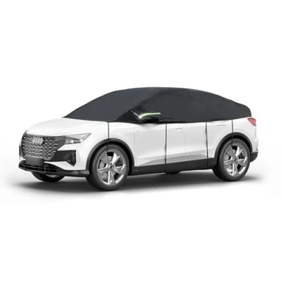 Abbildung von Walser Abdeckplane Auto All Weather, wasserdicht, 100% wetterfeste Abdeckplane, Autoabdeckung Outdoor, Autoplane Halbgarage Größe 9 SUV/Van schwarz
