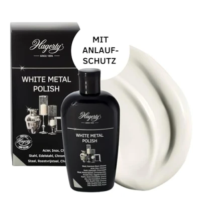 Abbildung von Hagerty White Metal Polish Edelstahl Politur 250 ml I Effiziente Metallpolitur für Stahl Chrom Polierpaste mit Sofortwirkung Spüle Kühlschrank Backofen Kaffeemaschine