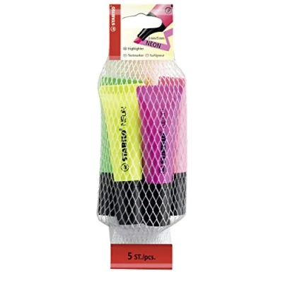 Abbildung von Textmarker STABILO NEON 5er Pack gelb, grün, orange, pink, magenta