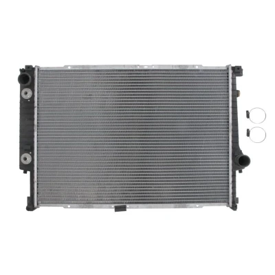 Abbildung von NRF EASY FIT 50566 Kühler, Motorkühlung Aluminium 611 435 34 mit Kolbenclip Kühlrippen gelötet BMW: 5 Saloon, Touring, 7