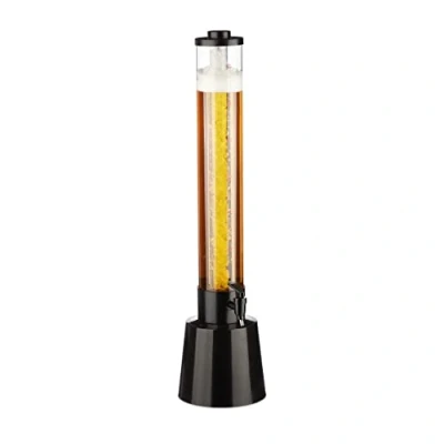Abbildung von Relaxdays Biersäule mit Zapfhahn, 3 l, Getränkespender Kühlung, Biertower Garten, Zapfsäule, transparent/schwarz