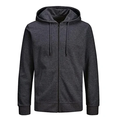 Abbildung von JACK &amp; JONES Herren JJEBASIC Sweat Zip Hood, Dark Grey Melange/REG, L