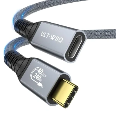 Abbildung von 240 W 40 Gbps USB C Verlängerung, Verlängerungskabel, kompatibel mit USB4 &amp; Thunderbolt 4, unterstützt PD 3.1, Schnellladung Gbps, Datenübertragung und 8 K @ 60 Hz Video für Samsung, MacBook