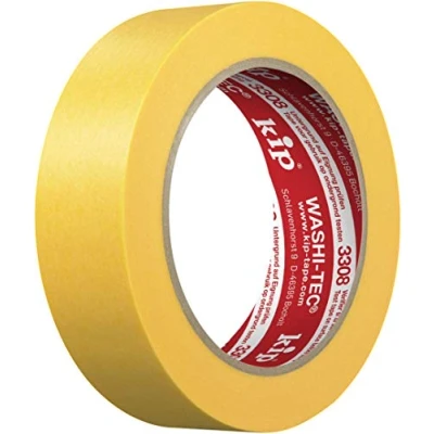Abbildung von kip WASHI TEC Goldkrepp Klebeband 30 mm x 50 m Sehr Dünnes für Innen &amp; Außen Scharfe Farbkanten ohne Unterlaufen Hohe Klebkraft