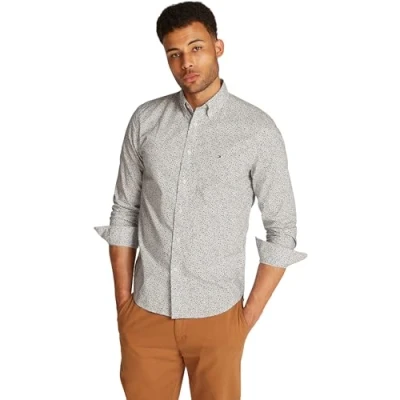Abbildung von Tommy Hilfiger FLEX Floral Shirt Hemd, Herren, Größe: Medium, Ivory/night sky