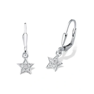 Abbildung von Amor Ohrhänger 925 Sterling Silber Mädchen Kinder Ohrschmuck, mit Zirkonia synth., 2,3 cm, Silber, Stern, Kommt in Schmuck Geschenk Box,