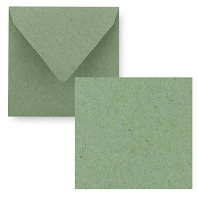 Abbildung von Quadratisches Einzelkarten Set 15 x cm mit Brief Umschlägen Kraftpapier Grün 25 Stück für Grußkarten &amp; mehr