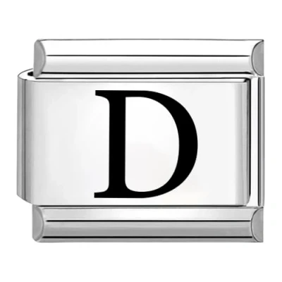 Abbildung von Quiges 9mm Laser geätzt Italian Style Modul Edelstahl Alphabet Buchstabe D für Italienische Armbänder