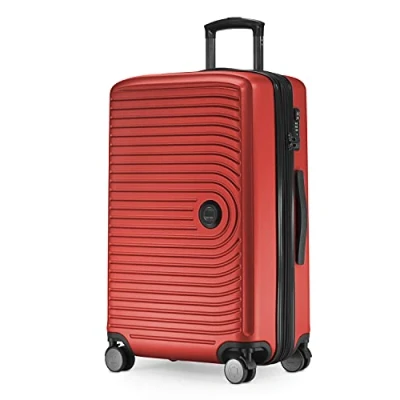 Abbildung von Hauptstadtkoffer Mitte Hartschalenkoffer, mittelgroß, mit Volumenverlängerung von 8 cm, TSA Verschluss, 4 gummierte Zwillingsrollen, 68 88 l, rot, 68,