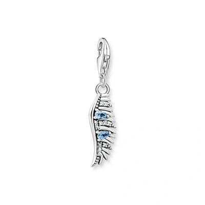 Abbildung von Thomas Sabo Charm Anhänger Phönix Feder mit blauen Steinen 925 Sterlingsilber 1905 644 1