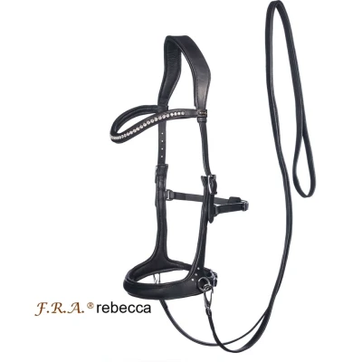Abbildung von F.R.A. Gebisslose Trense Rebecca Side Pull Softleder Zügel Schwarz Warmblut