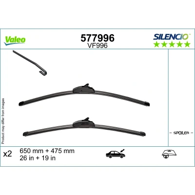 Abbildung von Scheibenwischer Valeo 577996 vorne Flachbalkenwischblatt
