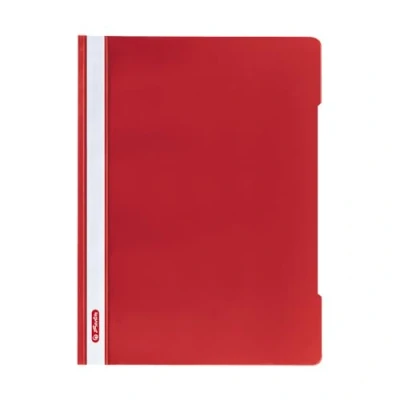 Abbildung von Herlitz 11317138 Schnellhefter A4 Quality, Polypropylen Folie, 10 er Packung, Glasklar mit Beschriftungsstreifen, rot