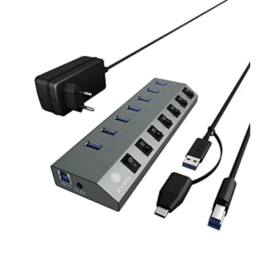 Abbildung von ICY BOX 7 Port USB 3.0 Type A Hub Ladegerät Aluminium IB HUB1701 C3
