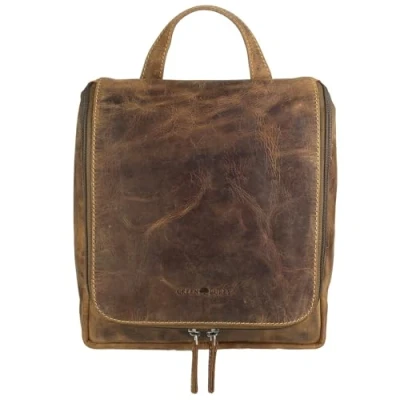 Abbildung von Greenburry Vintage Kosmetiktasche Rindsleder Reisezubehör 1735 25, braun, Einheitsgröße, one Size
