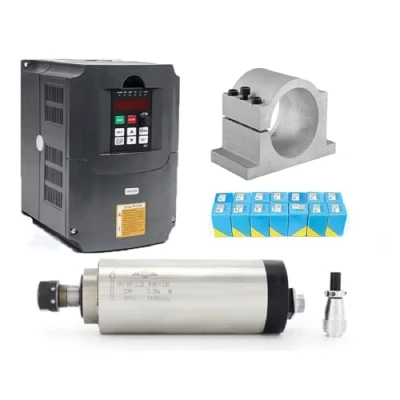 Abbildung von RATTMMOTOR CNC Spindelmotor Set 2.2kW 220V Luftgekühlter Spindelmotor,Frässpindel ER20 und VFD Frequenzumrichter 80mm Halterung Clamp für Fräsmaschine