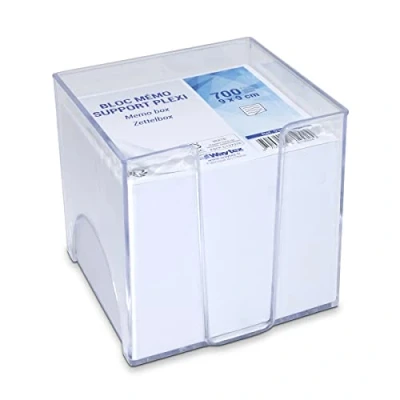 Abbildung von WAYTEX 931150 Memoblock mit 700 weißen Noten 9 x cm transparentem Kunststoffhalter