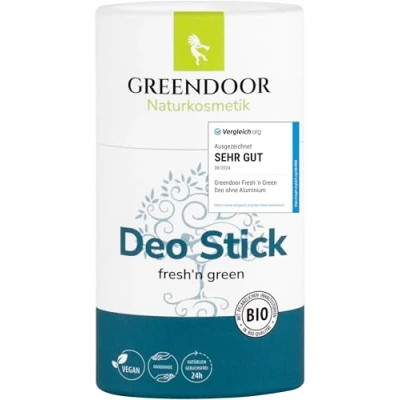 Abbildung von GREENDOOR Deo Stick fresh&#039;n green 50g, festes Deodorant mit frischem Duft, Bio Deostick ohne Aluminium für lange sichere Wirkung, unisex Herren woman Männer Deostift, vegan natürlich plastikfrei