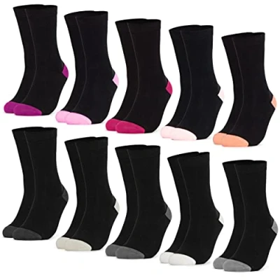 Abbildung von Occulto 10 PAAR SOCKEN für DAMEN aus BAUMWOLLE (Modell: Gertrud) Schwarz pink 35 38