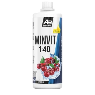 Abbildung von All Stars MINVIT Kirsche Getränkekonzentrat 1L I Sirup inkl. Vitamine &amp; Mineralstoffe Konzentrat für 40L Getränk Sport Drink zuckerarm Getränkesirup mit L Carnitin
