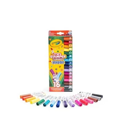Abbildung von Crayola 16 abwaschbare Filzstifte mit Stempelspitze Pip Squeaks, sortierte Farben, für Schule und Freizeit, ab 3 Jahren