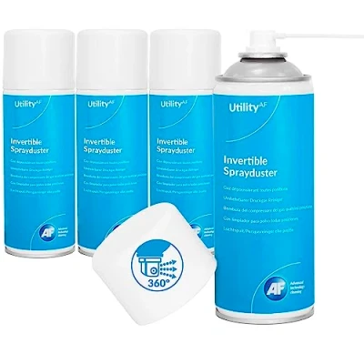 Abbildung von AF Invertible Sprayduster / Air Duster Compressed Gas Flammable Removal of Dust and Debris from Electronics 4 x 200ml Pack, HFC200UT4PK