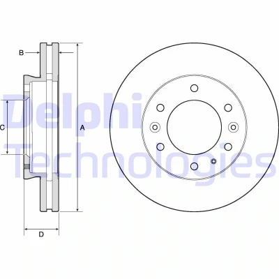 Abbildung von DELPHI BG9140C Bremsscheibe 302 32 6 Belüftet beschichtet unbehandelt ohne Radlager, ABS Sensorring FORD: Ranger Mk3