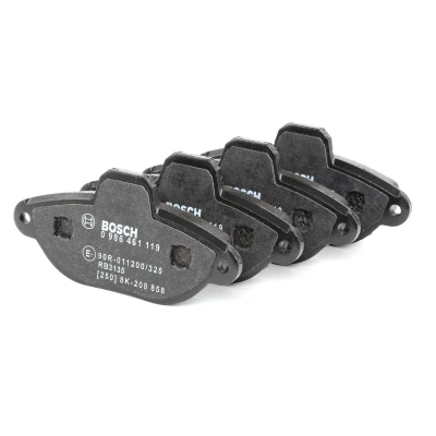 Abbildung von BOSCH 0 986 461 119 Bremsbelagsatz Low Metallic mit Anti Quietsch Blech, Montageanleitung FIAT: Punto II Hatchback, Panda Hatchback