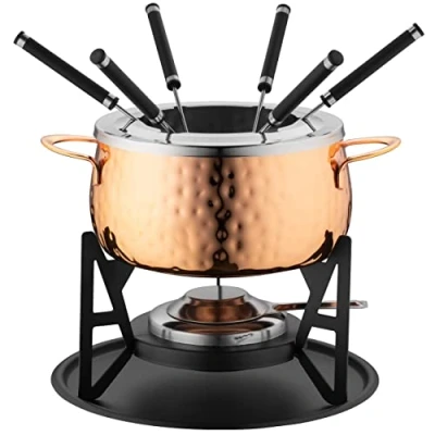 Abbildung von MÄSER 931931 Fondue Set für 6 Personen, ideal Fleischfondue, 11 teiliges Fondueset in Farbe Kupfer inklusive Fonduegabeln und Fonduebrenner, im hübschen Geschenkkarton, Edelstahl, 2 liters