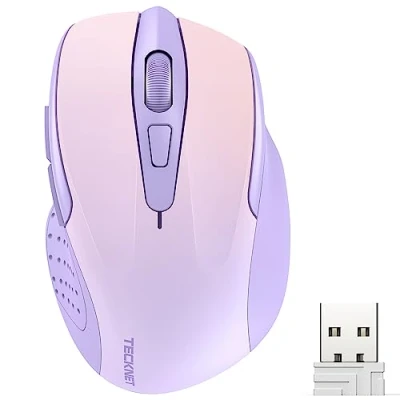 Abbildung von TECKNET Kabellose Maus, Pro 2.4G 4000 DPI Wireless Maus 6 Tasten mit Nano Empfänger, 24 Monate Batterielaufzeit, 5 Einstellbare Pegel für PC Laptop iMac MacBook Microsoft Pro, Office Home