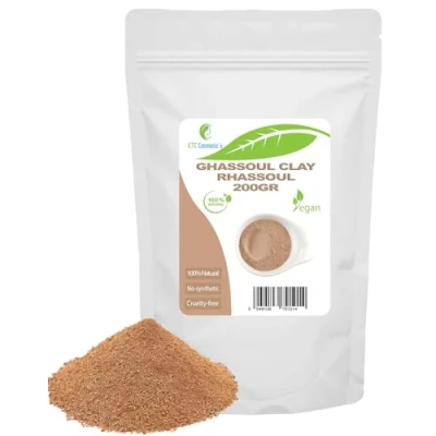 Abbildung von Ghassoul (Rhassoul Ton) 200 g DIY Gesichtsmasken, Körpermasken, Haarmasken, sanfte Peelings und Scrubs, Seifenherstellung, Anti Aging Hautstraffung, natürlich frei von Chemikalien