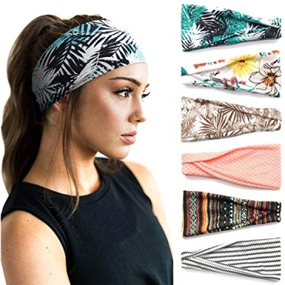 Abbildung von DRESHOW 6 Stück Damen Stirnband Kopfband Haarband Turban Elastische Haarschmuck für Mädchen Alltag Yoga Sport Fitness