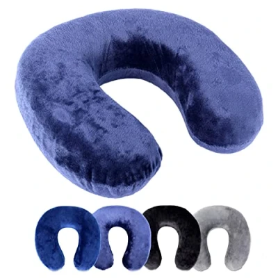 Abbildung von Schramm Rocco e.K. Nackenkissen 4 Farben wählbar Reisekissen Nackenhörnchen orthopädisches Nackenstützkissen Memory Schaum Travel Neck Pillow, Farbe:grau