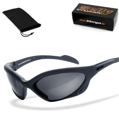 Abbildung von HELLY® No.1 Bikereyes® Bikerbrille, Motorradbrille, Motorrad Sonnenbrille TESTSIEGER: winddicht, gepolstert, beschlagfrei, bruchsicher Brille speed king 2