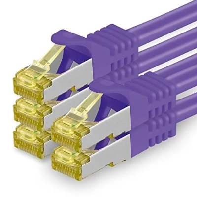 Abbildung von 1aTTack.de Cat.7 Netzwerkkabel 1m Violett 5 Stück Cat7 Ethernetkabel Netzwerk LAN Kabel Rohkabel 10 Gb s SFTP PIMF LSZH Set Patchkabel mit Rj 45 Stecker Cat.6a