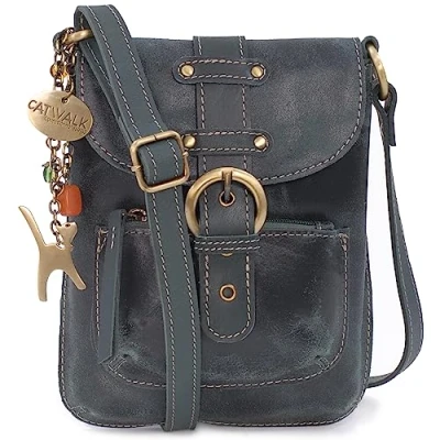 Abbildung von Catwalk Collection Handbags Damen Antikleder Umhängetasche Crossbody Bag/Lederhandtasche Klein Verstellbarer Schultergurt JOLENE Grün