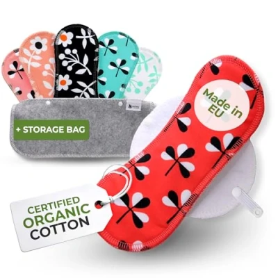 Abbildung von Waschbare Binden bio Baumwolle; 6 Pack (Größe S+M) MINI Stoffbinden waschbar MADE IN EU; wiederverwendbare Waschbar; für Menstruation; Baumwollbinden Damenbinden