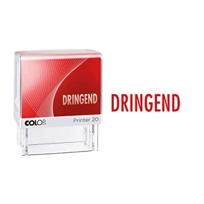 Abbildung von COLOP Printer 20 Text Stempel DRINGEND, Abdruck rot, für sofortigen Einsatz. Fertigstempel mit Lagertext und rotem Kissen