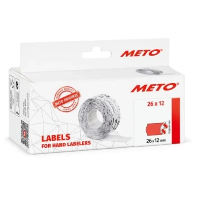 Abbildung von Original Meto Etiketten für Preisauszeichner (26x12 mm, 1 Zeilig, 6.000 Stück, fluor rot, permanent, Preisetiketten Meto, Hutner, Avery, Contact, Sato, Tovel etc.)