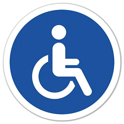 Abbildung von 5 Stück Behinderten Aufkleber Rollstuhl Autoaufkleber 9,5 x 9,5cm Behindertenschild Rollstuhlfahrer WC Türaufkleber