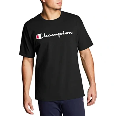 Abbildung von Champion Herren Big &amp; Tall Classic Tee C Script T Shirt, Schwarz/Schwarz, XXL