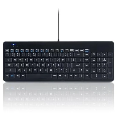 Abbildung von perixx PERIBOARD 220H US Kabelgebundene kompakte USB Tastatur mit 2 Hubs integrierter Ziffernblock Schwarz Englisches Layout