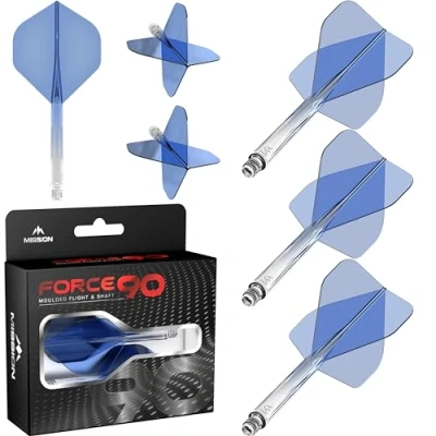Abbildung von Mission Darts Force 90 Integriertes präzisionsgeformtes Dart Flight und Schaftsystem, Packung mit 3 professionellen, sehr langlebigen kombinierten Flights Schäften, Standard Nr. 2