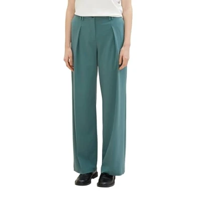 Abbildung von TOM TAILOR Damen Lea Straight Fit Hose mit weitem Bein, 10697 Sea Pine Green, 32/32