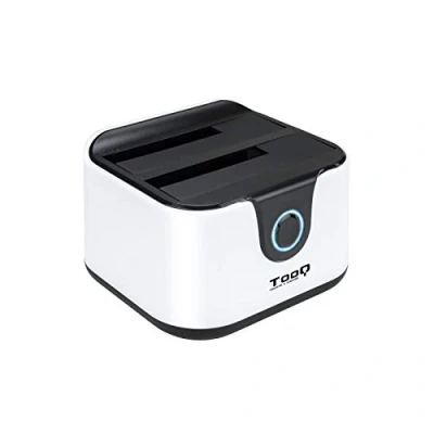 Abbildung von TooQ TQDS 802BW Dockingstation Anschlussbasis mit doppeltem SATA Schacht für 2,5 und 3,5 Zoll Laufwerke, USB 3.0 2.0 Host, CLONE Funktion offline, Farbe weiß