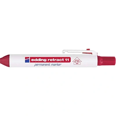 Abbildung von edding Retract 11 permanent marker rot 1 Stift runde Feder 1,5 3 mm wasserfest, schnelltrocknend für leichte Einhandbedienung Pappe, Kunststoff, Holz, Metall, Glas