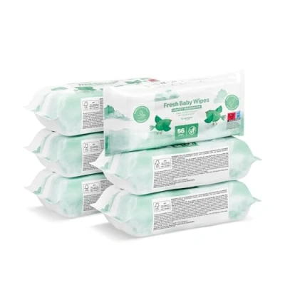 Abbildung von Amazon Marke: Mama Bear Frisch Baby Feuchttücher, Aloe Vera, 336 Stück (6 Packungen mit 56)